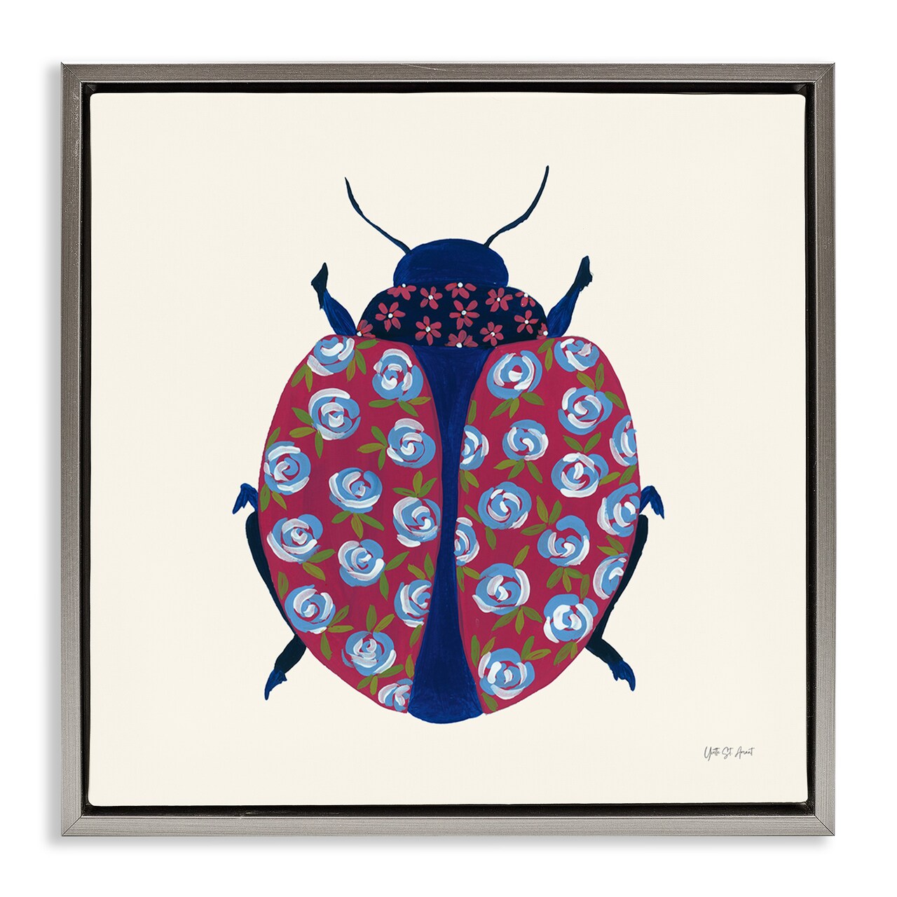 Stupell Industries Rose Blooming Beetle Floater Framed Canvas Wall Art Design by Yvette St. Amant